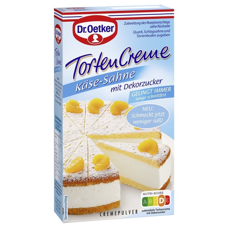 DR. OETKER TORTENCREME KAESE - SAHNE MIT DEKORZUCKER  130G PACKUNG