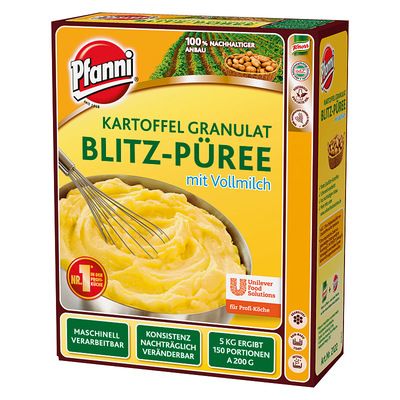 PFANNI KARTOFFEL GRANULAT BLITZ - PUEREE MIT VOLLMILCH ERG. 150 PORTIONEN Á 200G 5 KG