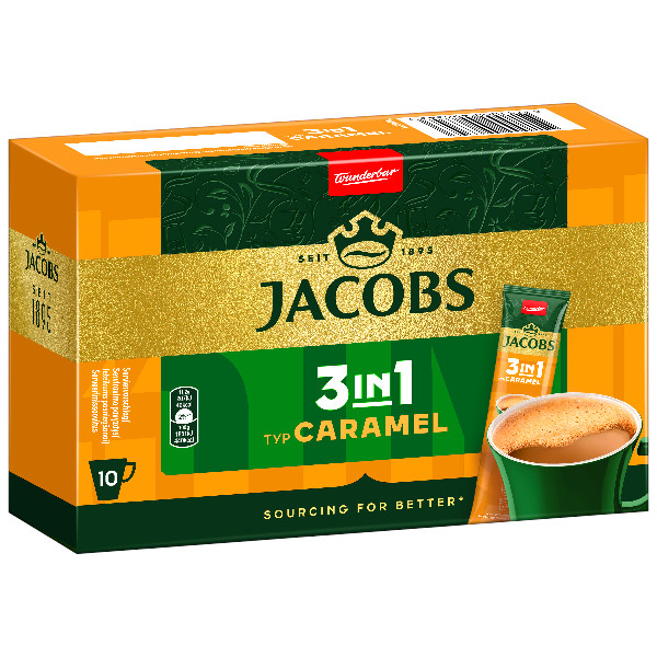 JACOBS TYP CARAMEL 3 IN 1 - LOESLICHER KAFFEE 10 X 11,2G STICKS 