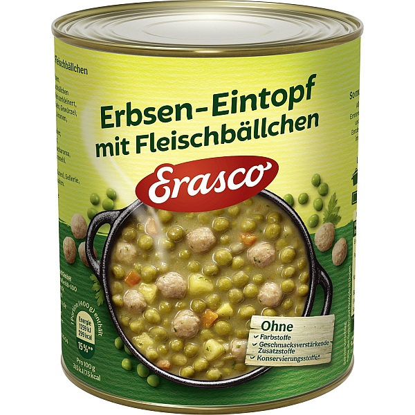 ERASCO ERBSEN - EINTOPF MIT FLEISCHBAELLCHEN 800G