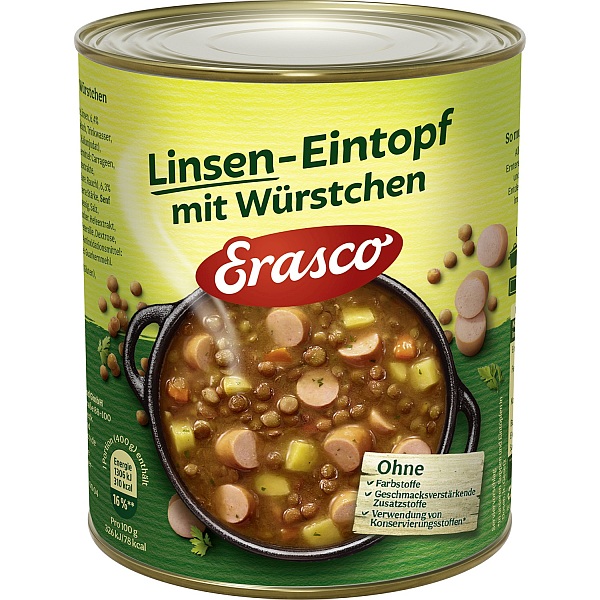 ERASCO LINSEN - EINTOPF MIT WUERSTCHEN 800G