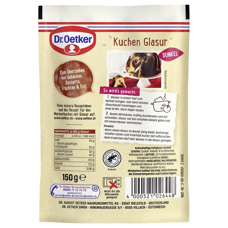 DR. OETKER KUCHEN GLASUR DUNKEL 150G