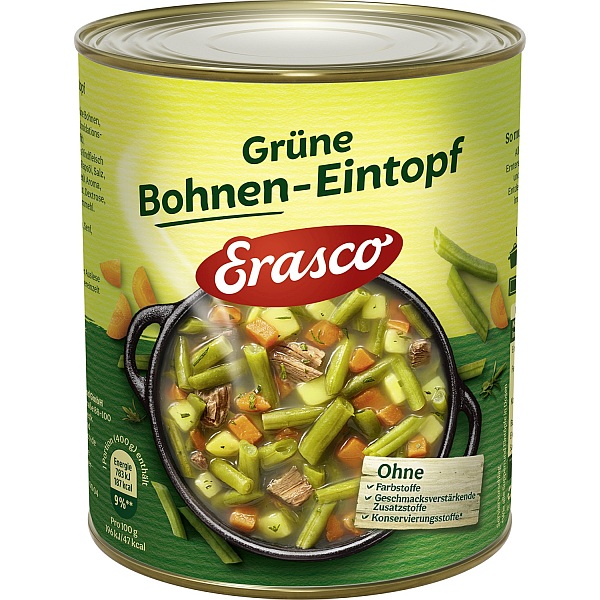 ERASCO BOHNENTOPF GRUEN 800G